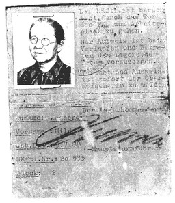KZ-Ausweis von Hilda Kusserow, Häftlings-Nr. 20 535, Block 2, Frauenlager Ravensbrück. Jehovas Zeugen, Archiv Zentraleuropa