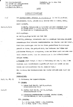 Die Sondergerichtsanklage gegen Waltraud von 1942 (S. 1). Jehovas Zeugen, Archiv Zentraleuropa